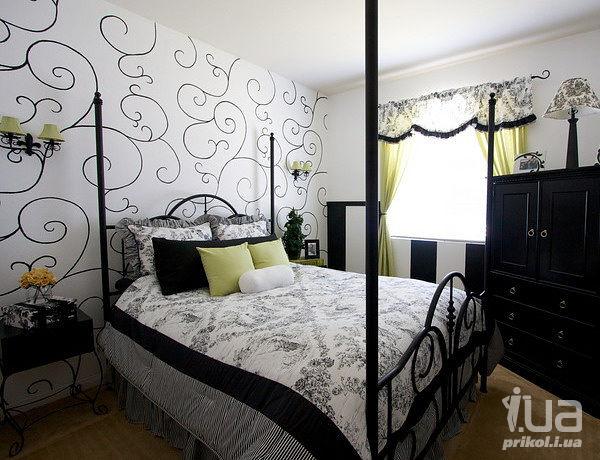 черно белая спальня в стиле прованс