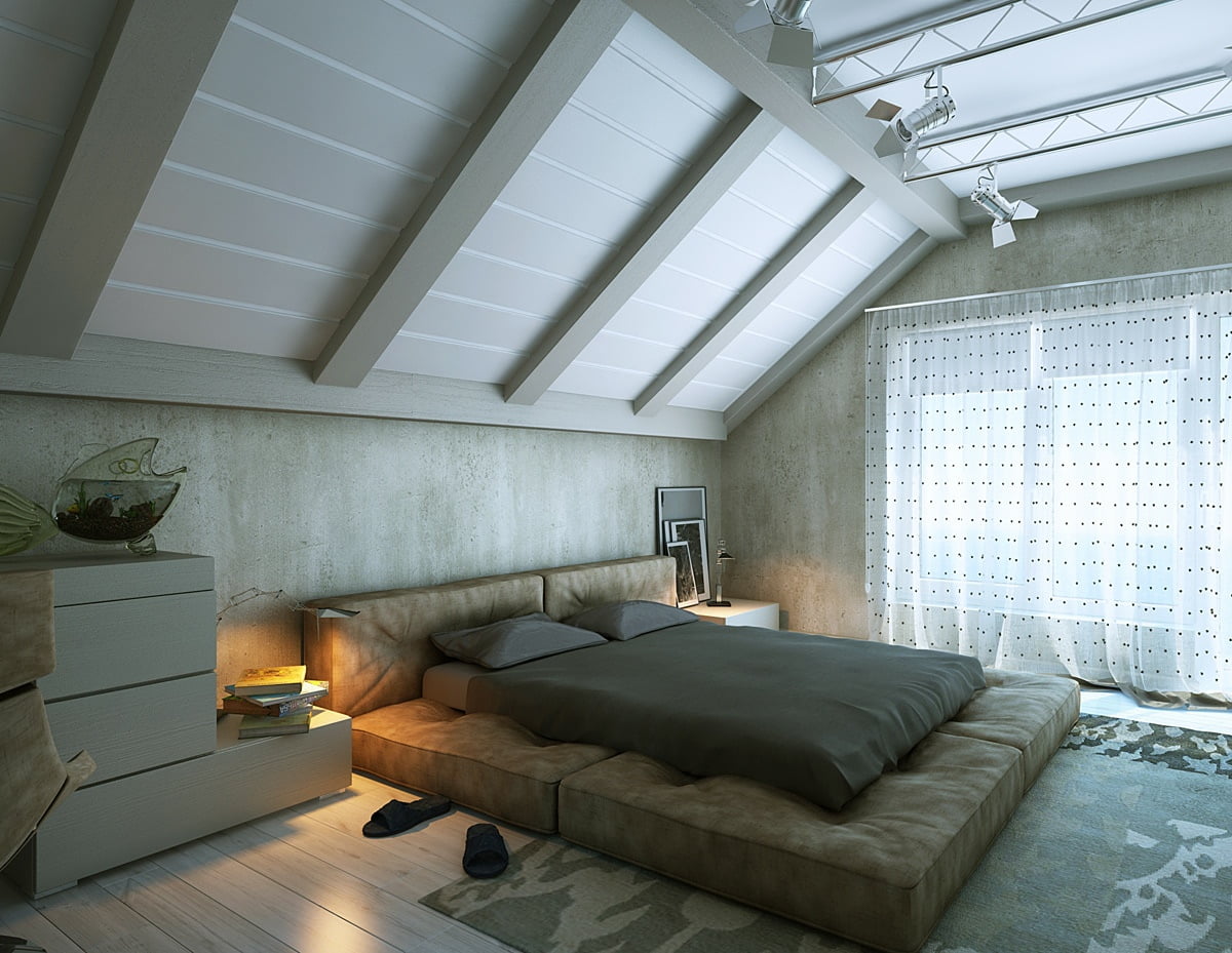 Дизайн спальни на мансарде: фото, интерьер и идеи