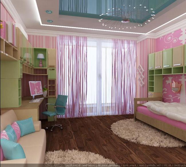 глянцевый потолок в комнате детской
