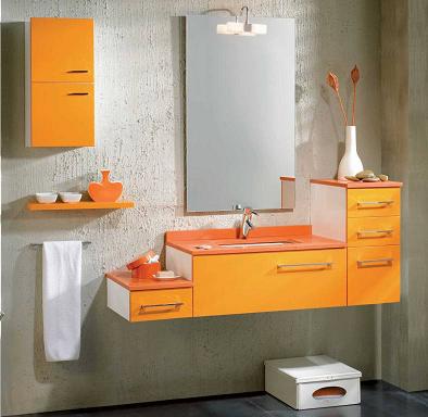 мебель в ванной оранжевая