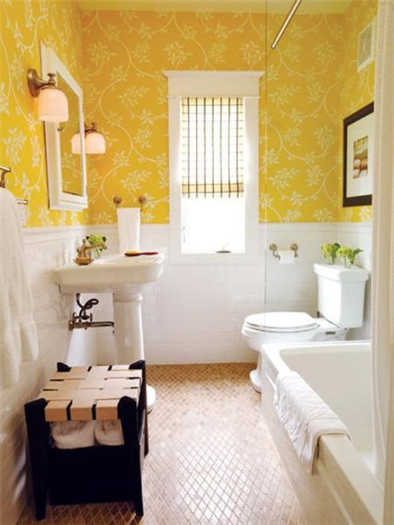 Желтая ванная комната, фото, дизайн интерьера, в желтом цвете, тонах .