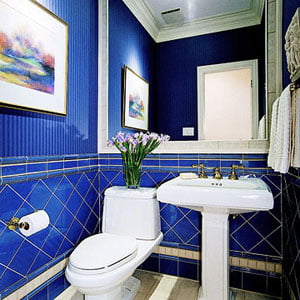 синяя ванная в классическом стиле