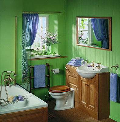 зеленая ванная в прованском стиле