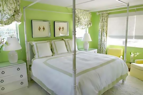 Сочетания зеленого в интерьере спальни