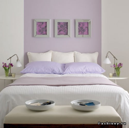нежный пурпур в спальне