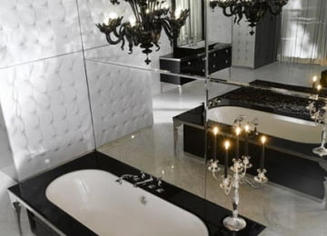 Зеркальная ванная в интерьере