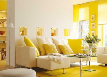 Интерьер желтой гостиной